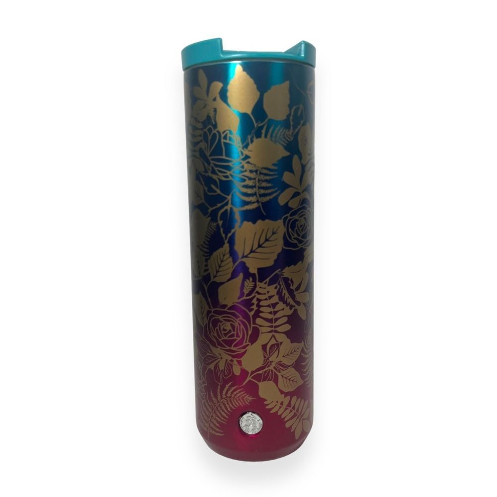 Starbucks Fall 2020 Teal Berry Rose Insulated Stainless Steel Tumbler 16oz